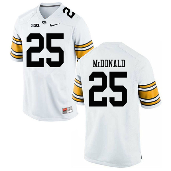 Men #25 Jayden McDonald Iowa Hawkeyes College Football Jerseys Sale-White